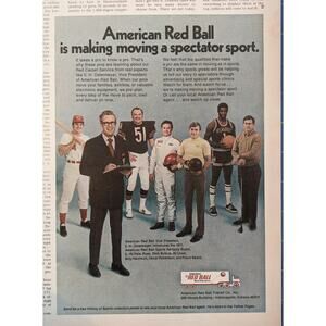 Vintage Print Ad American Red Ball 1971 Sports Figures